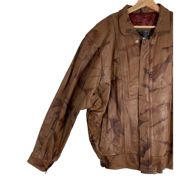 Vintage Saad Taha Leather Factory Leather Bomber Jacket Size XL - Picture 3 of 11